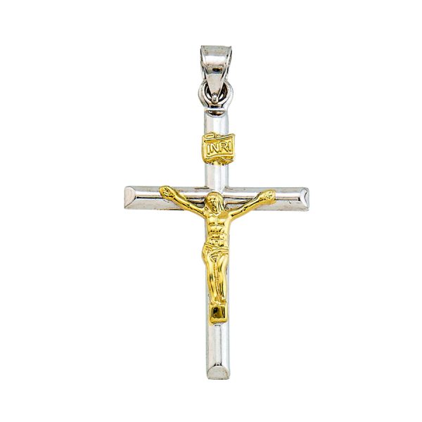 14K White/Yellow INRI Crucifix - Medium <br />772-5076