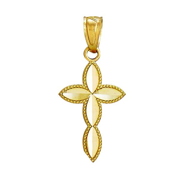 14K Yellow Gold Diamond Cut Cross- Small <br />772-5092