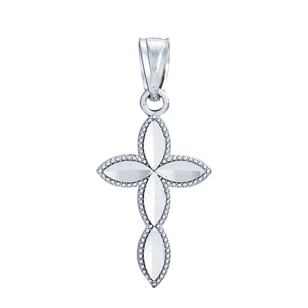 14K White Gold Diamond Cut Cross- Small <br />772-5093