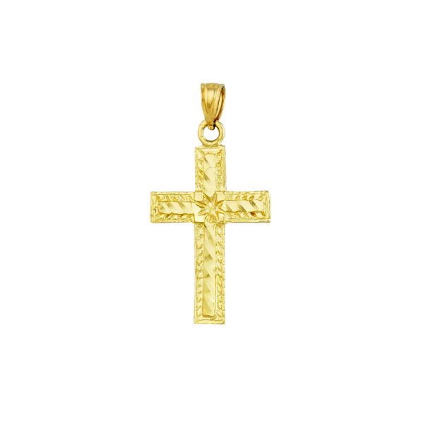 14K Yellow Gold Diamond Cut Cross <br />772-5098