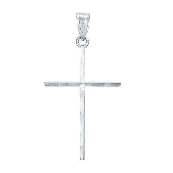 14K White Gold Diamond Cut Cross <br />772-5100
