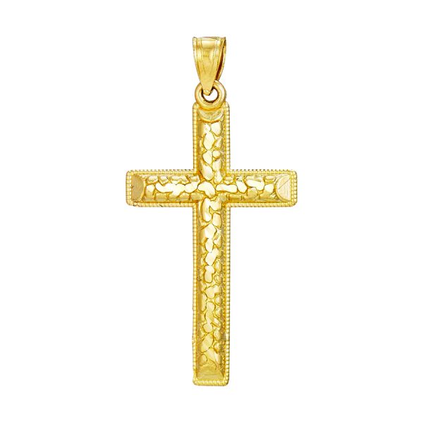 14K Yellow Gold Nugget Cross <br />772-5102