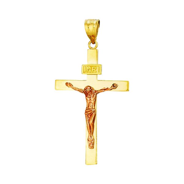 14K Yellow Gold/Rose Gold Polished Crucifix <br />772-5108