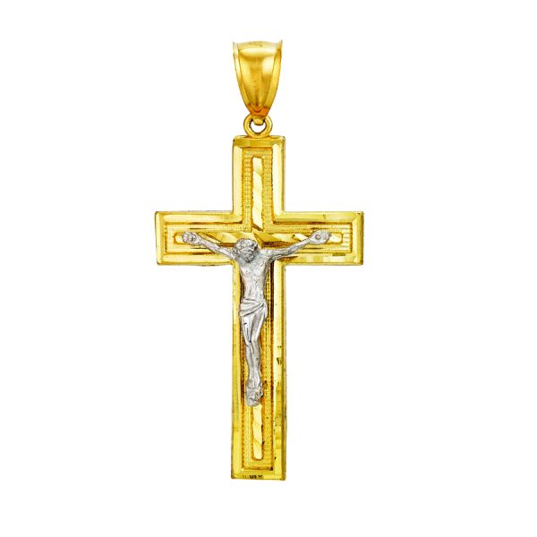 14K Two-Tone Diamond Cut Crucifix XL <br />772-5111