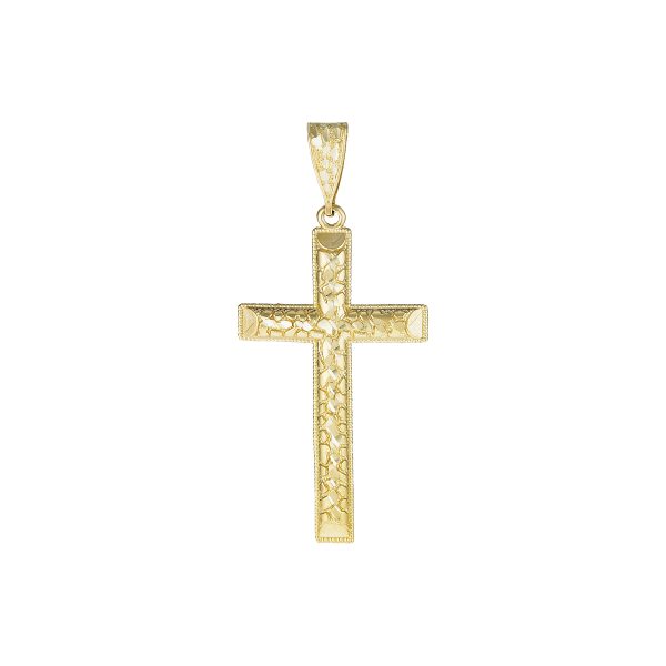 14K Yellow Gold Textured Cross- Large <br />772-5117