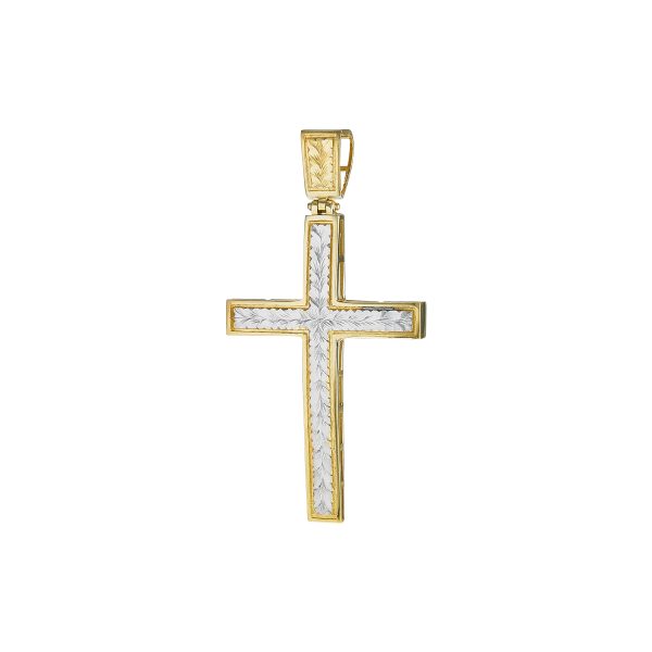 14K Two-Tone Diamond Cut Fancy Cross- Medium <br />772-5119