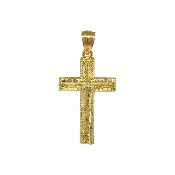 14K Yellow Gold Textured Cross- Medium <br />772-5121