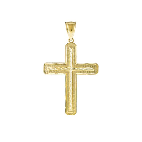 14K Yellow Gold Flat End Cross- Large <br />772-5125