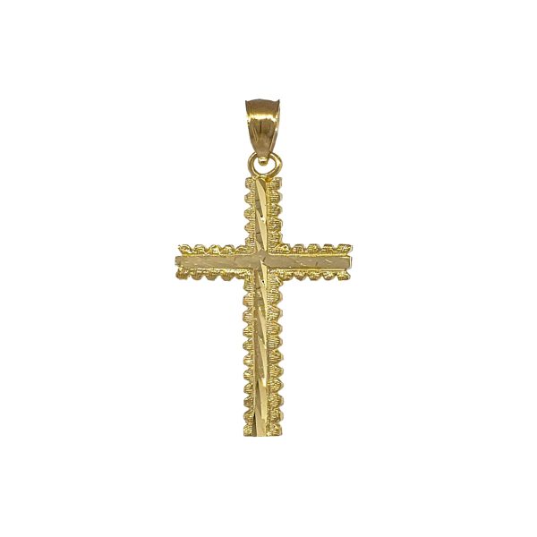14K Yellow Gold Textured Diamond Cut Cross <br />772-5135