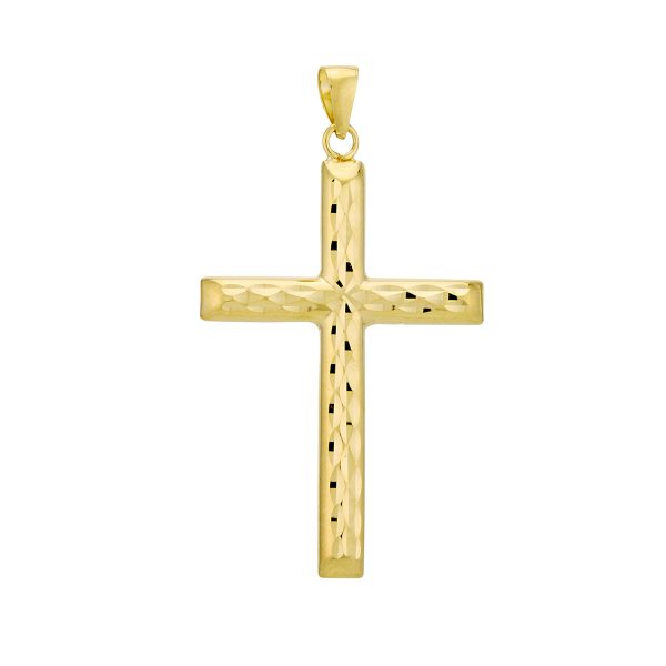 14K Yellow Gold Large Diamond Cut/ Polished Reversible Cross <br />772-5145