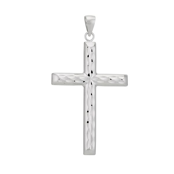 14K White Gold Large Diamond Cut/ Polished Reversible Cross <br />772-5146