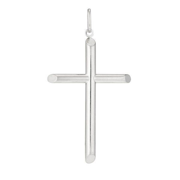 14K White Gold Large Polished Cross <br />772-5153