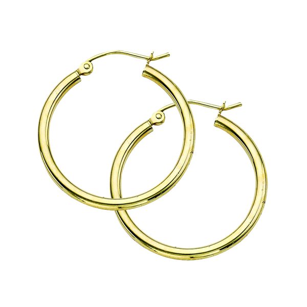 10K Yellow Gold 2X25mm Polished Hoops <br />801-208