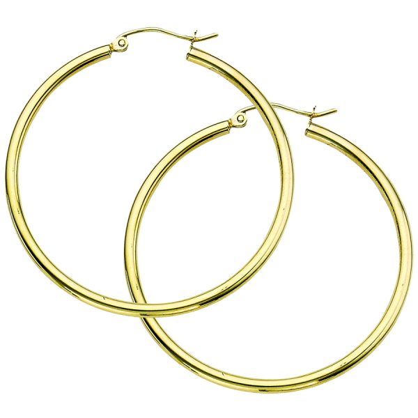 10K Yellow Gold 2X40mm Polished Hoops <br />801-214