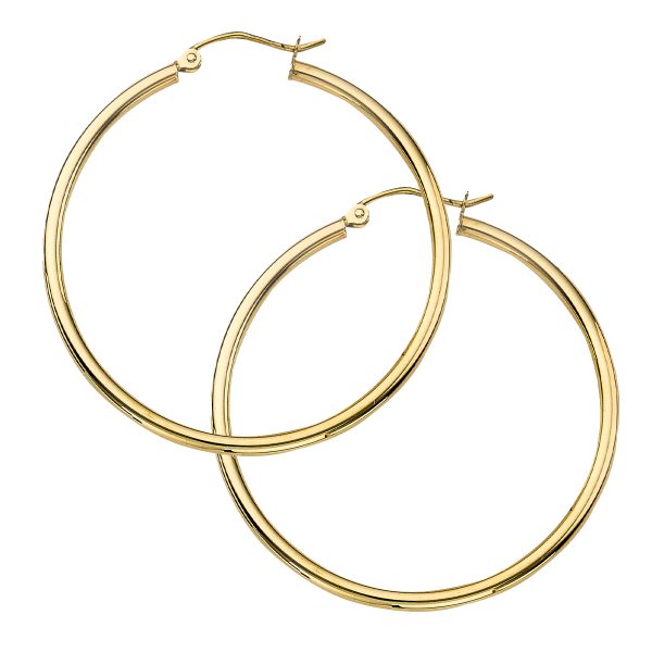 10K Yellow Gold 2X50mm Polished Hoops <br />801-314