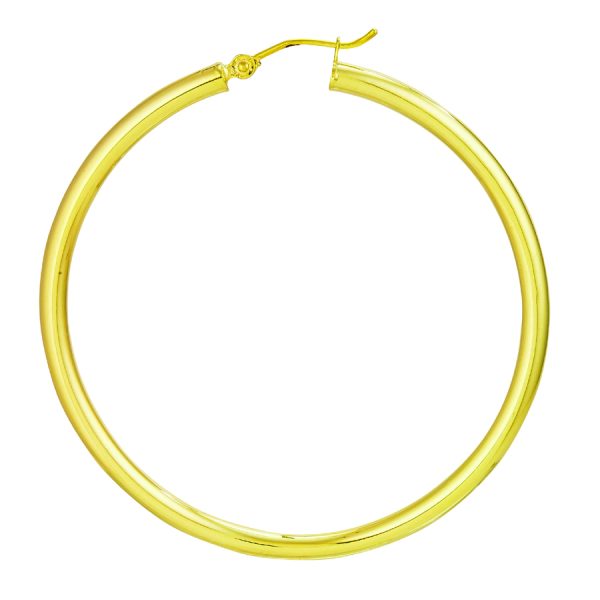 10K Yellow Gold 3X50mm Polished Hoops <br />801-325