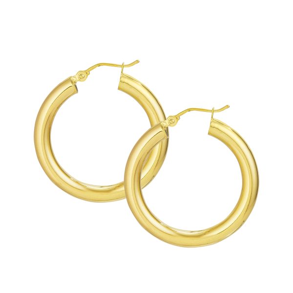 10K Yellow Gold 4X25mm Polished Hoops <br />801-326