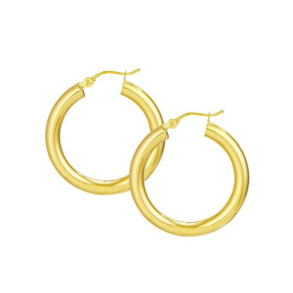10K Yellow Gold 4X30mm Polished Hoops <br />801-327