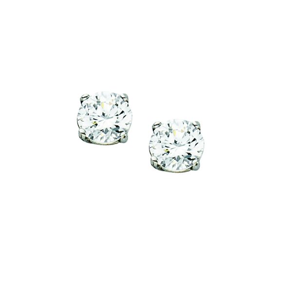 14K White Gold 4.0mm Basket SetRound CZ Stud- Post (0.50dwt)  <br />870-013