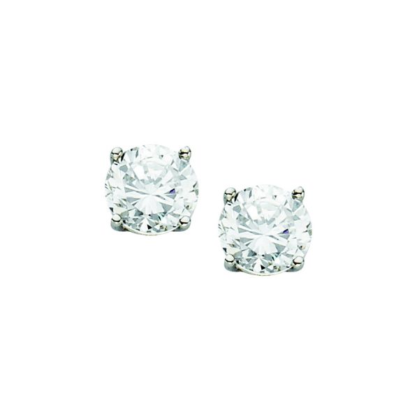 14K White Gold 5.0mm Basket Set Round CZ Stud- Post (1.0dwt)  <br />870-014