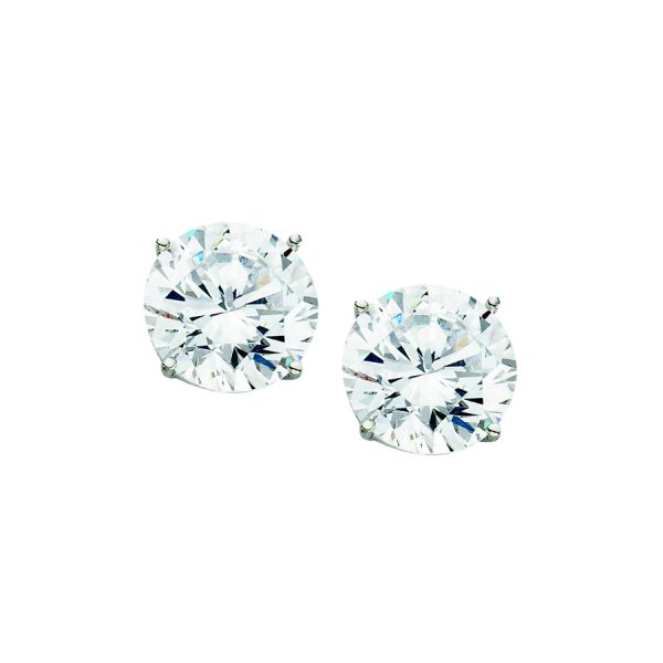 14K White Gold 10.0mm Basket Set Round CZ Stud- Post (8.0dwt)  <br />870-020
