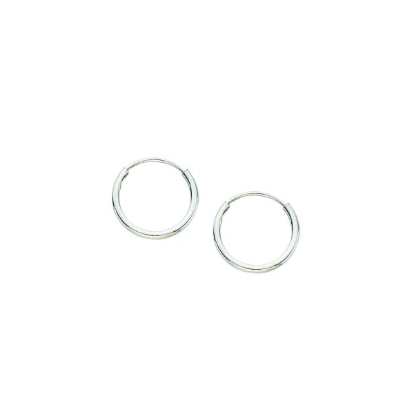 14K White Gold 1x10mm Polished Endless Hoops <br />878-180