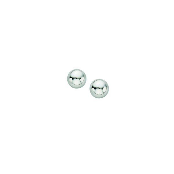 14K White Gold 5mm Polished Ball Studs <br />878-210