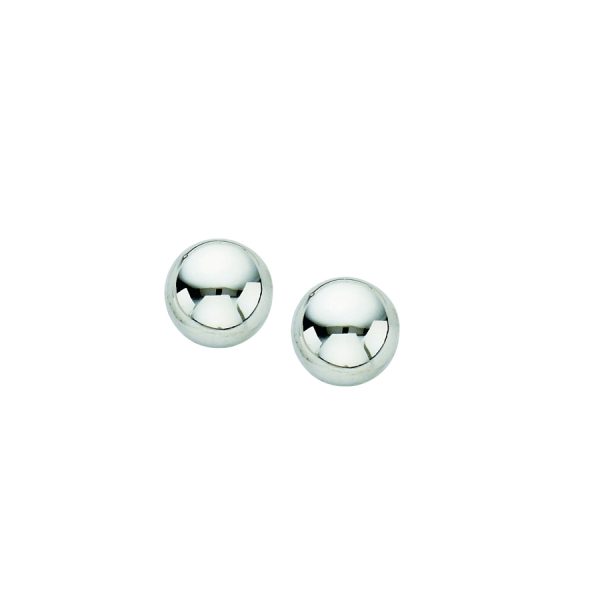 14K White Gold 8mm Polished Ball Studs <br />878-216
