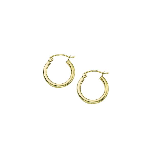 14K Yellow Gold 2X15mm Polished Hoops <br />878-232