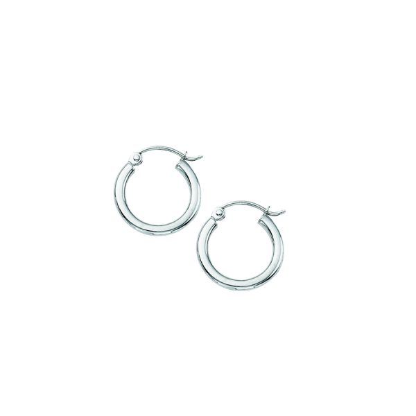 14K White Gold 2X15mm Polished Hoops <br />878-233
