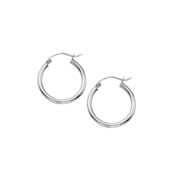14K White Gold 2X20mm Polished Hoops <br />878-235