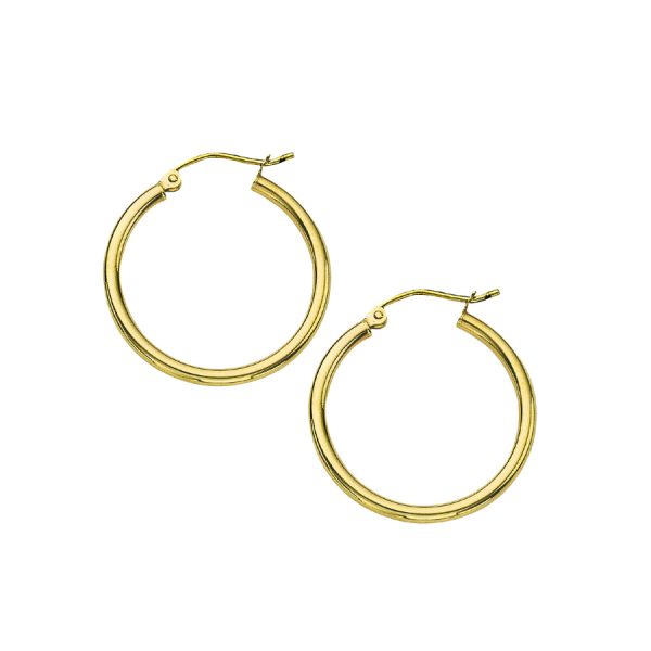 14K Yellow Gold 2X25mm Polished Hoops <br />878-236