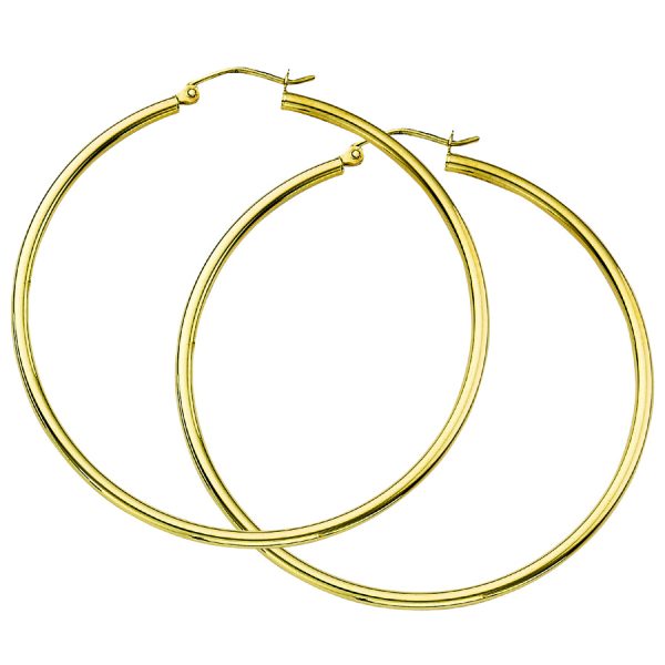 14K Yellow Gold 2X50mm Polished Hoops <br />878-244