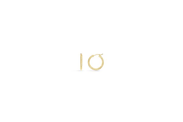 14K Yellow Gold 2X20mm Diamond Cut Hoops <br />878-254