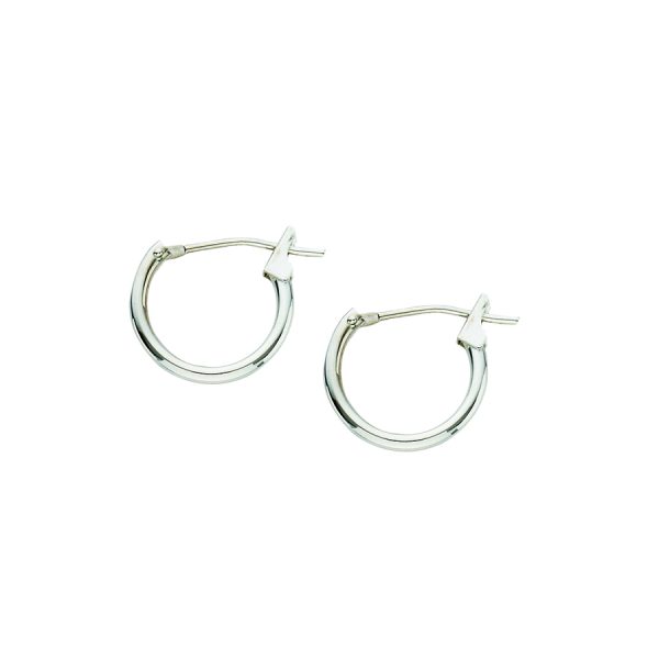 14K White Gold 1.3x12mm Polished Hinged Hoops <br />880-105