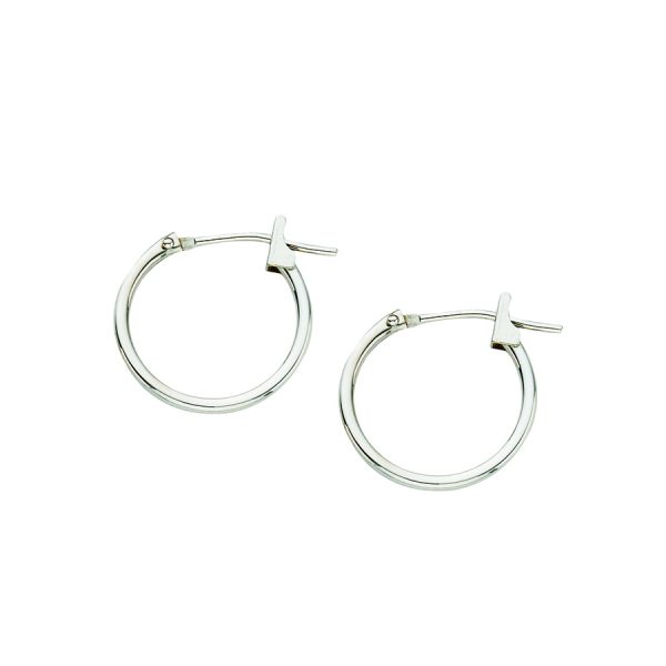 14K White Gold 1.3x14mm Polished Hinged Hoops <br />880-106