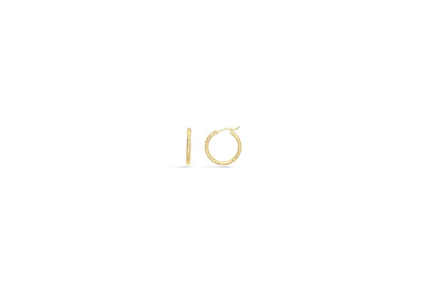 14K Yellow Gold 2X20mm Diamond Cut Twisted Hoops <br />882-206