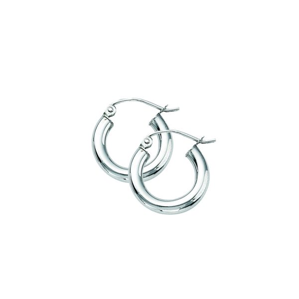 14K White Gold 3X15mm Polished Hoops <br />884-186