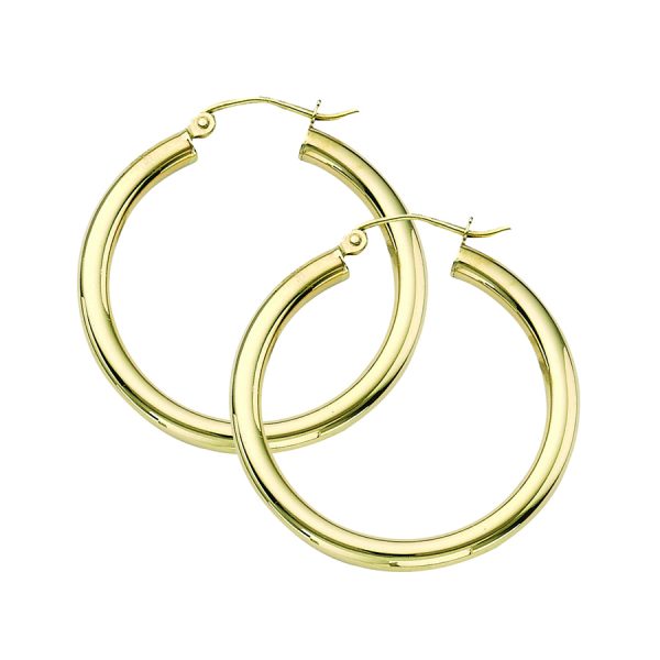 14K Yellow Gold 3X30mm Polished Hoops <br />884-189