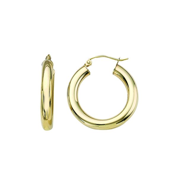 14K Yellow Gold 4X25mm Polished Hoops <br />884-191