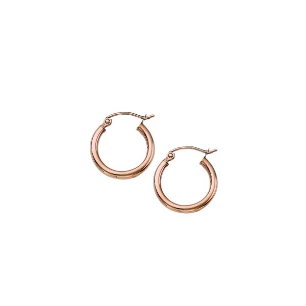 14K Rose Gold 2X15mm Polished Hoops <br />884-193