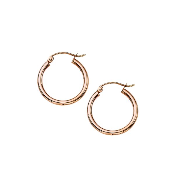 14K Rose Gold 2X20mm Polished Hoops <br />884-194