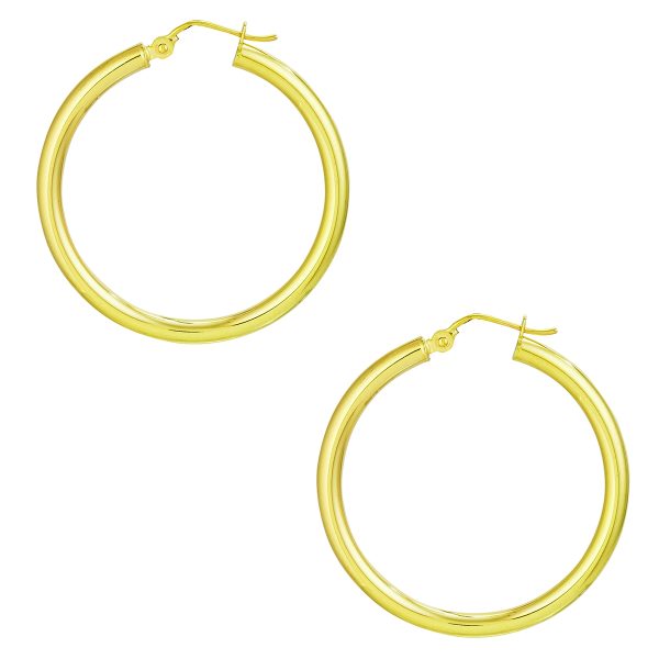 14K Yellow Gold 3X20mm Polished Hoops <br />884-285