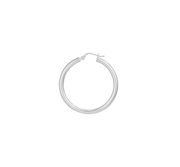 14K White Gold 3X20mm Polished Hoops <br />884-286