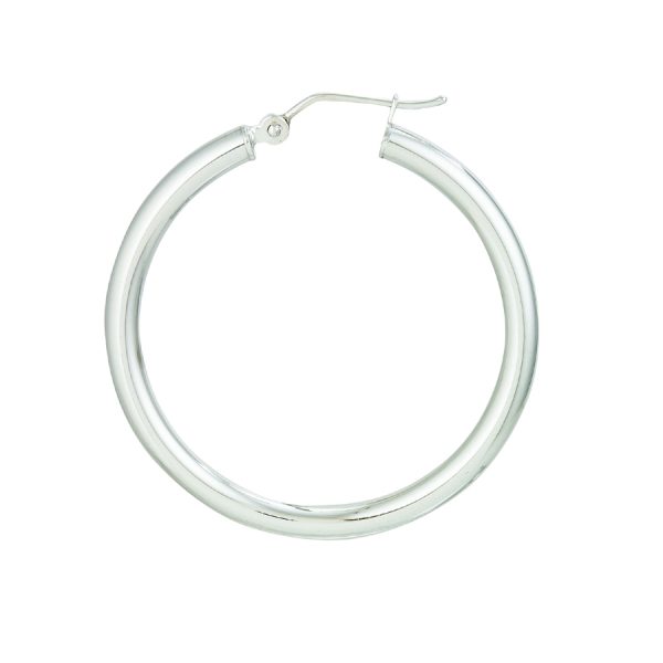 14K White Gold 3X35mm Polished Hoops <br />884-288