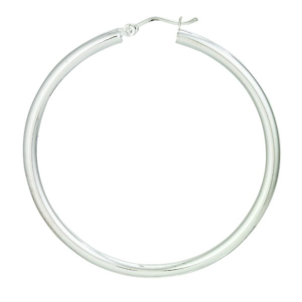14K White Gold 3X50mm Polished Hoops <br />884-292