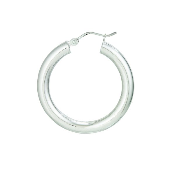 14K White Gold 4X30mm Polished Hoops <br />884-294