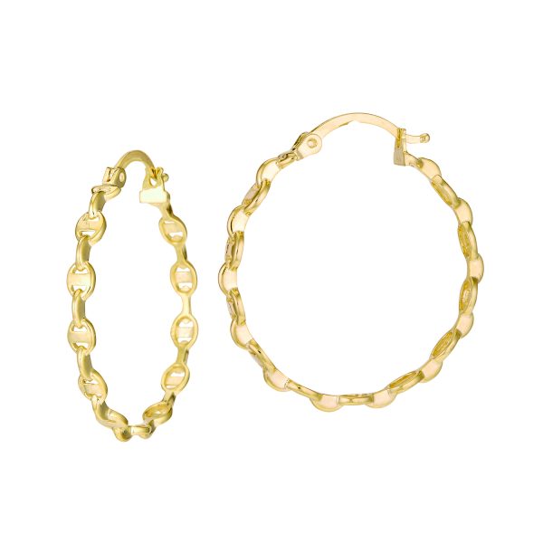14K Yellow Gold Puffed Mariner Hoops <br />884-360