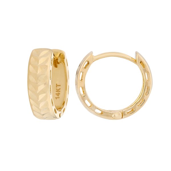 14K Yellow Gold Textured Huggies <br />884-364