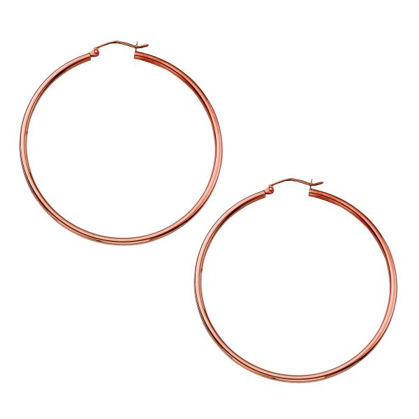 14K Rose Gold 2X50mm Polished Hoops <br />886-003